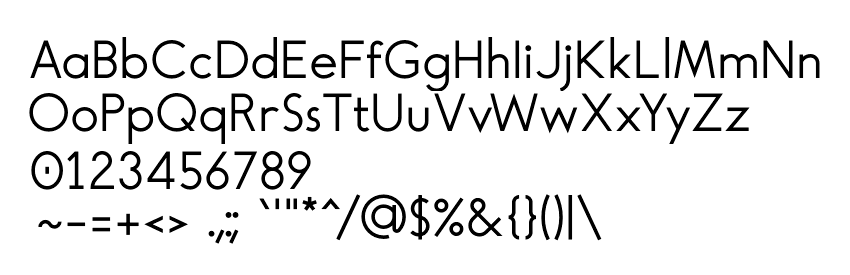 The final font with most of the glyphs